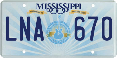 MS license plate LNA670