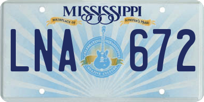 MS license plate LNA672