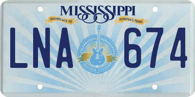 MS license plate LNA674