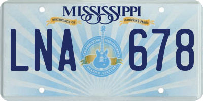 MS license plate LNA678