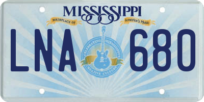 MS license plate LNA680