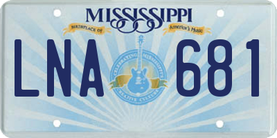 MS license plate LNA681