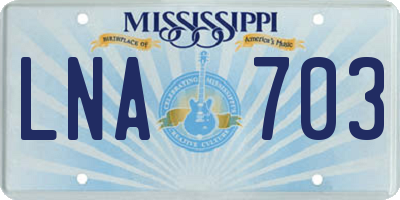 MS license plate LNA703