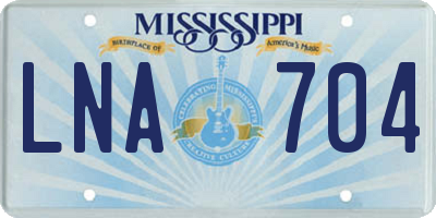 MS license plate LNA704