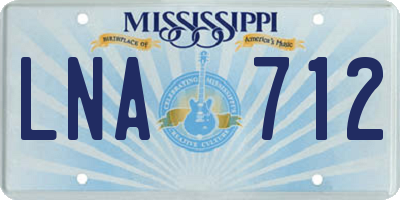 MS license plate LNA712