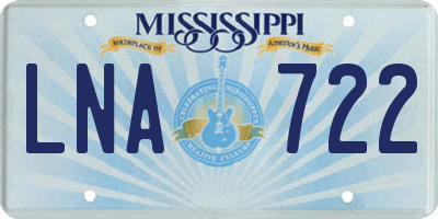 MS license plate LNA722