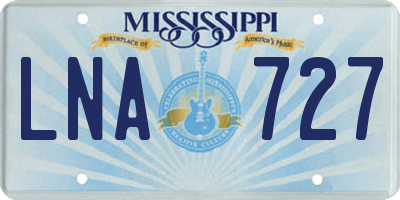 MS license plate LNA727