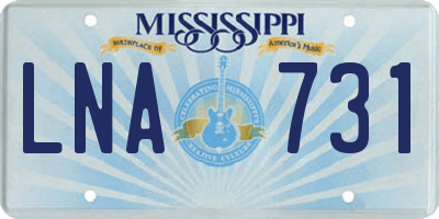 MS license plate LNA731