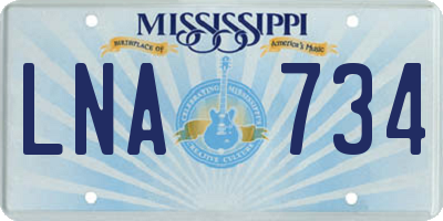MS license plate LNA734