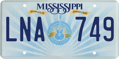 MS license plate LNA749