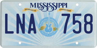 MS license plate LNA758