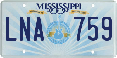 MS license plate LNA759
