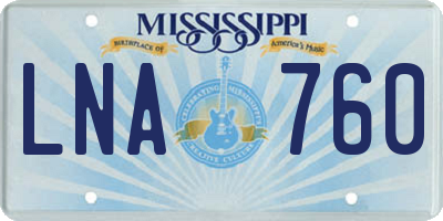 MS license plate LNA760