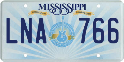 MS license plate LNA766