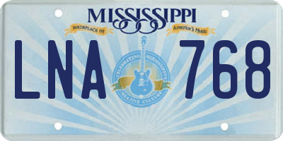 MS license plate LNA768