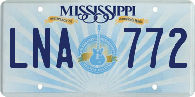 MS license plate LNA772