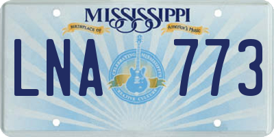 MS license plate LNA773
