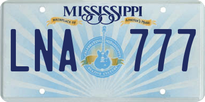 MS license plate LNA777