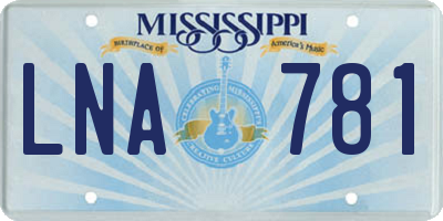 MS license plate LNA781