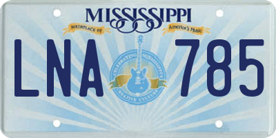 MS license plate LNA785