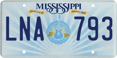 MS license plate LNA793
