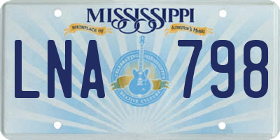 MS license plate LNA798