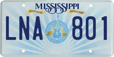 MS license plate LNA801