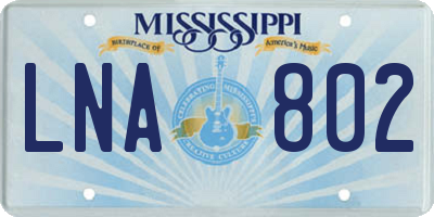 MS license plate LNA802