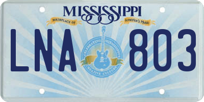 MS license plate LNA803