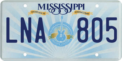 MS license plate LNA805