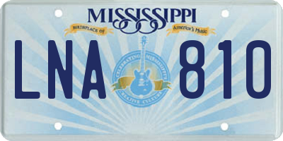 MS license plate LNA810