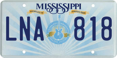 MS license plate LNA818