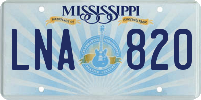 MS license plate LNA820