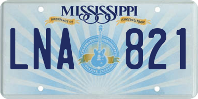 MS license plate LNA821