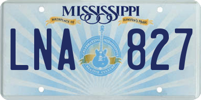 MS license plate LNA827