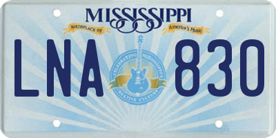 MS license plate LNA830