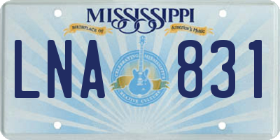 MS license plate LNA831