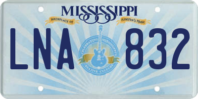 MS license plate LNA832