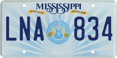 MS license plate LNA834