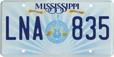 MS license plate LNA835
