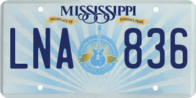 MS license plate LNA836