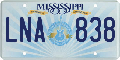 MS license plate LNA838