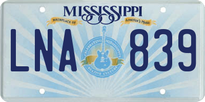 MS license plate LNA839