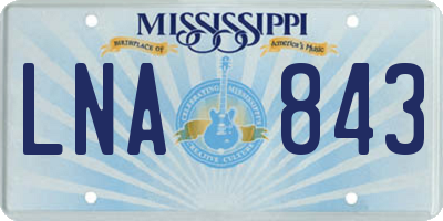 MS license plate LNA843
