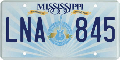 MS license plate LNA845