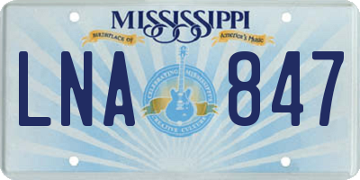 MS license plate LNA847