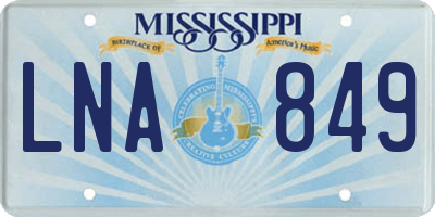 MS license plate LNA849