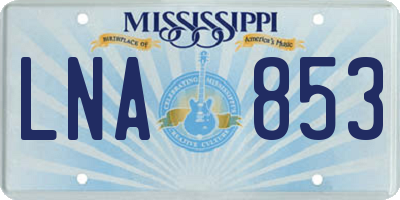 MS license plate LNA853