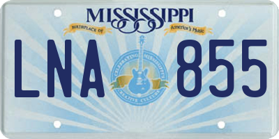 MS license plate LNA855