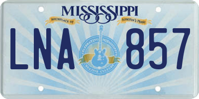 MS license plate LNA857